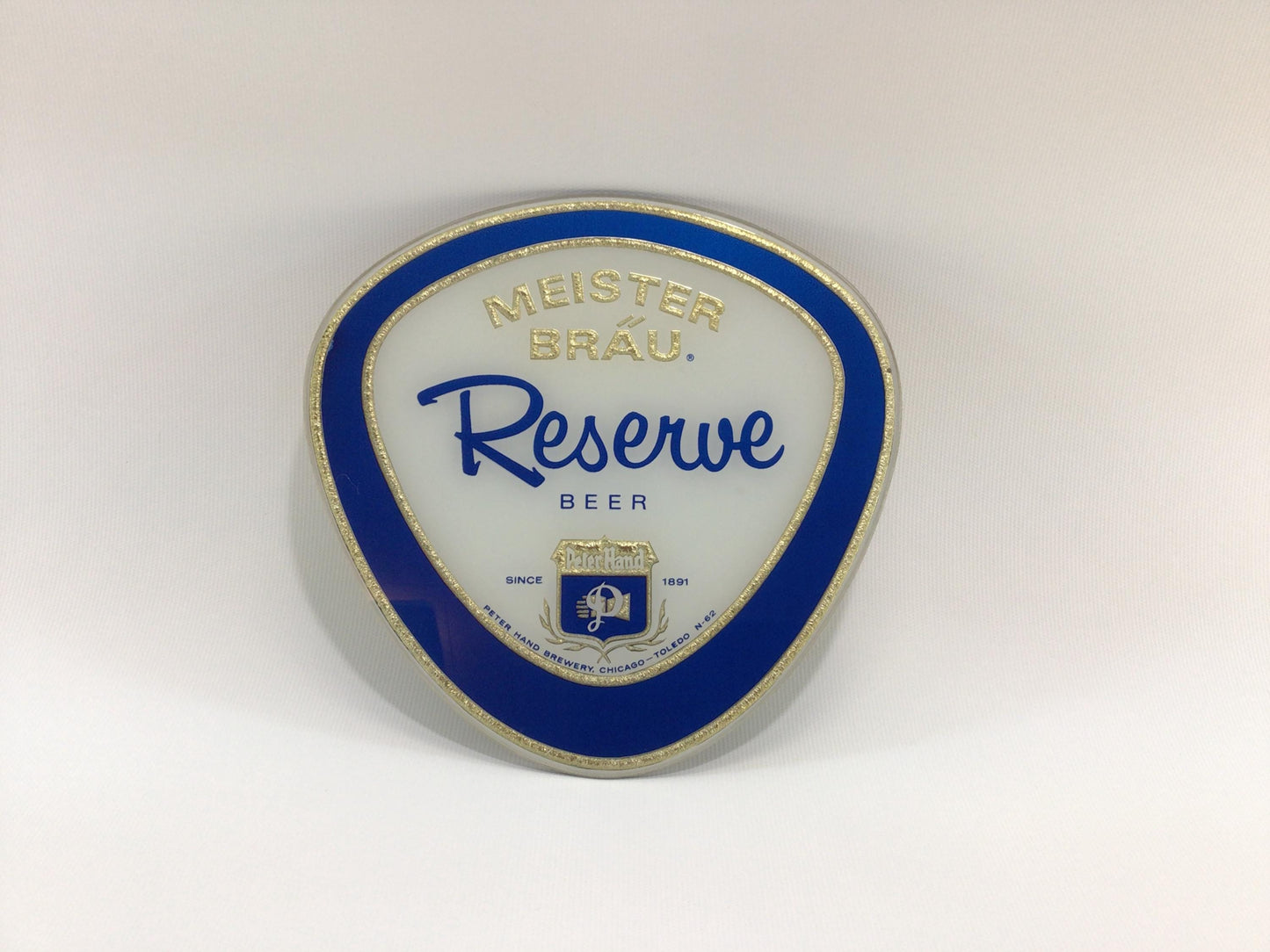 Meister Brau Reserve Beer Reverse Painted Glass Vintage Advertising Sign