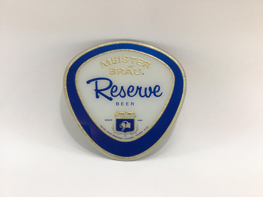 Meister Brau Reserve Beer Reverse Painted Glass Vintage Advertising Sign