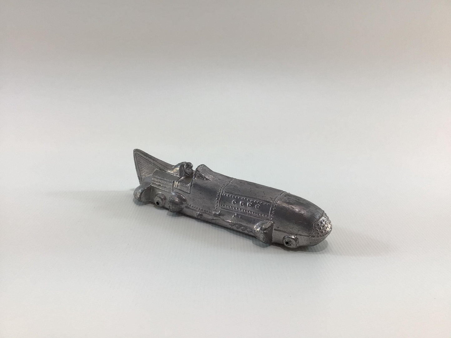 Slush Cast Fin Tail 1930s Race Car Body Vintage Unfinished 5" Pot Metal Toy Boat Tail Racer