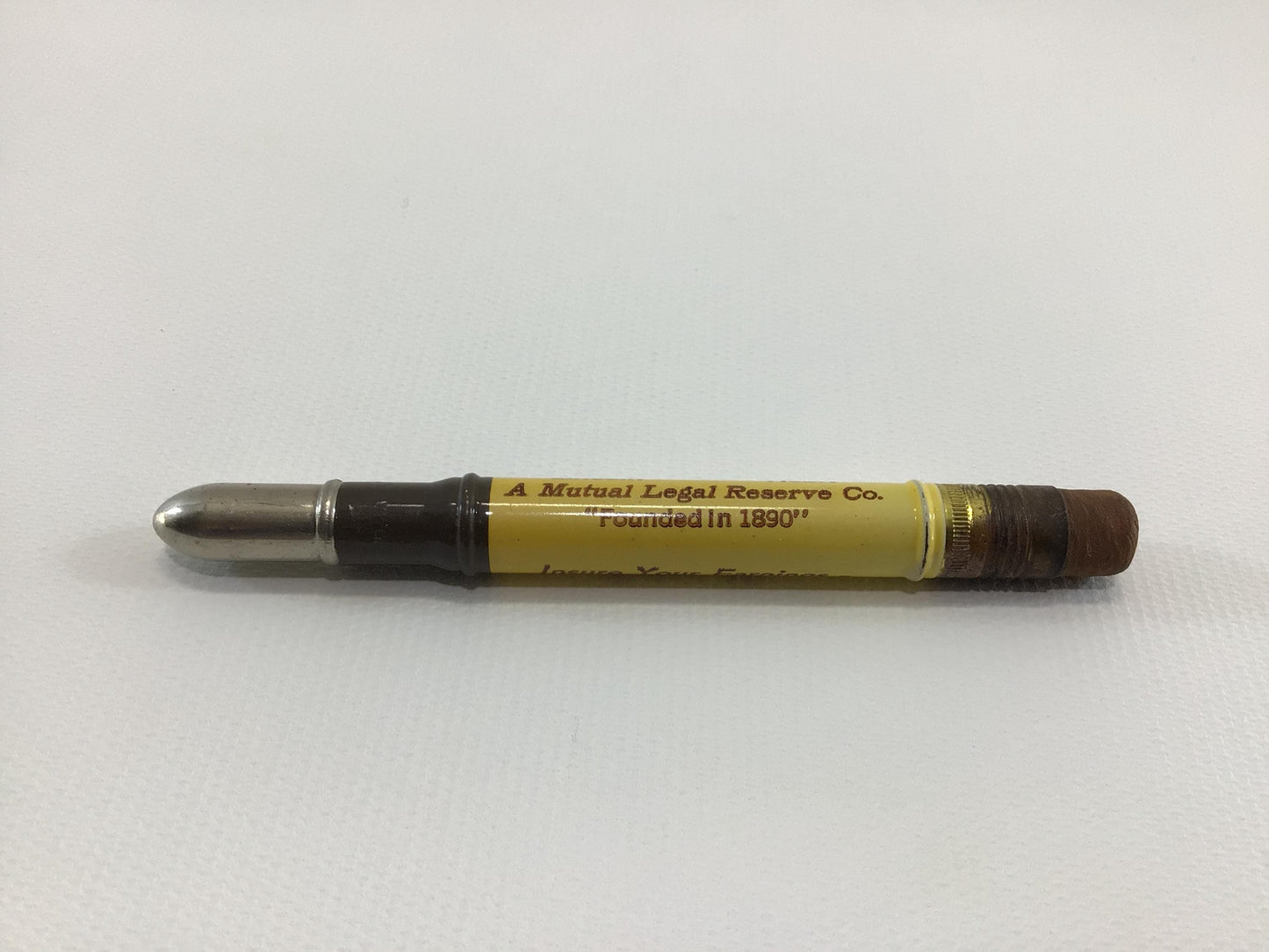 Vintage Advertising Yellow Bullet Pencil Woodmen Accident Company Lincoln Nebraska