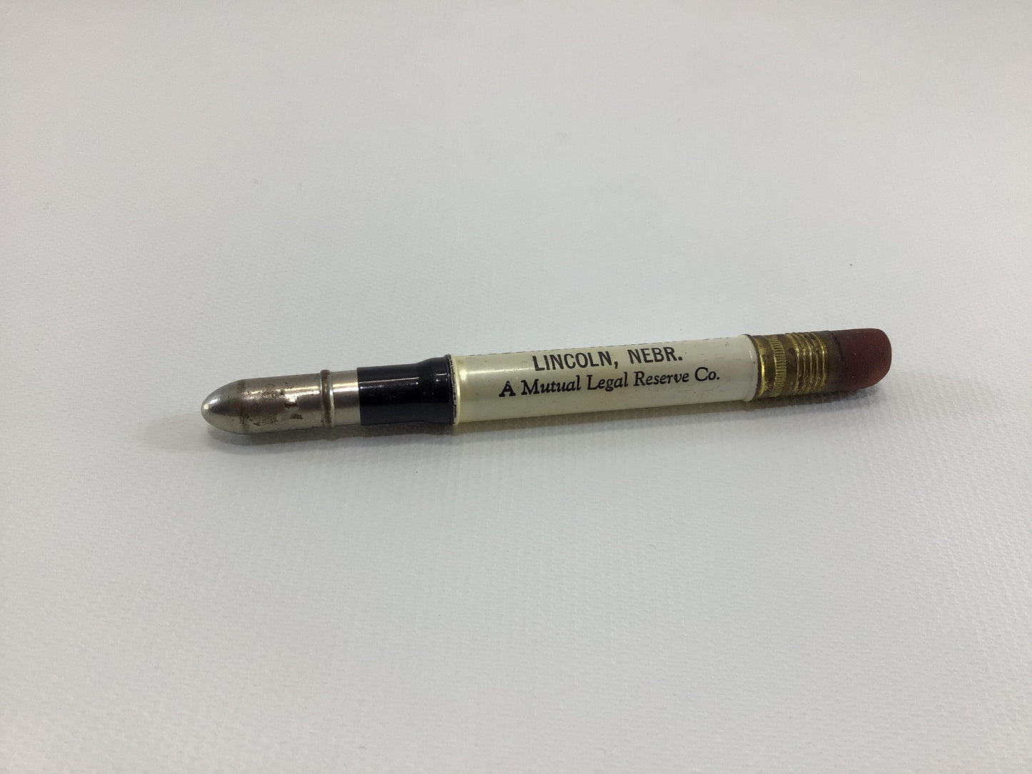 Vintage Advertising White Bullet Pencil Woodmen Accident Company Lincoln Nebraska