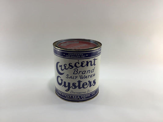 Crescent Brand Salt Water Oysters Tin 1 Gallon Can Vintage Advertising Country Kitchen Decor