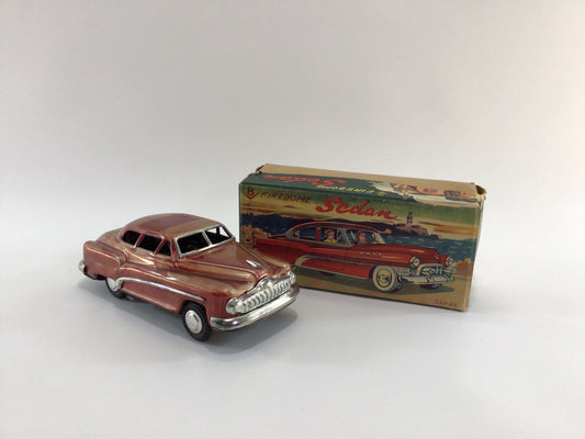 Vintage Tin Lithograph Toy Friction Car V8 Firedome Sedan Daiya Made in Japan