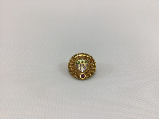 Vintage 10K Gold Filled Lapel Pin with Garnet 50 year Employee Service Award Woodmen Accident and Life