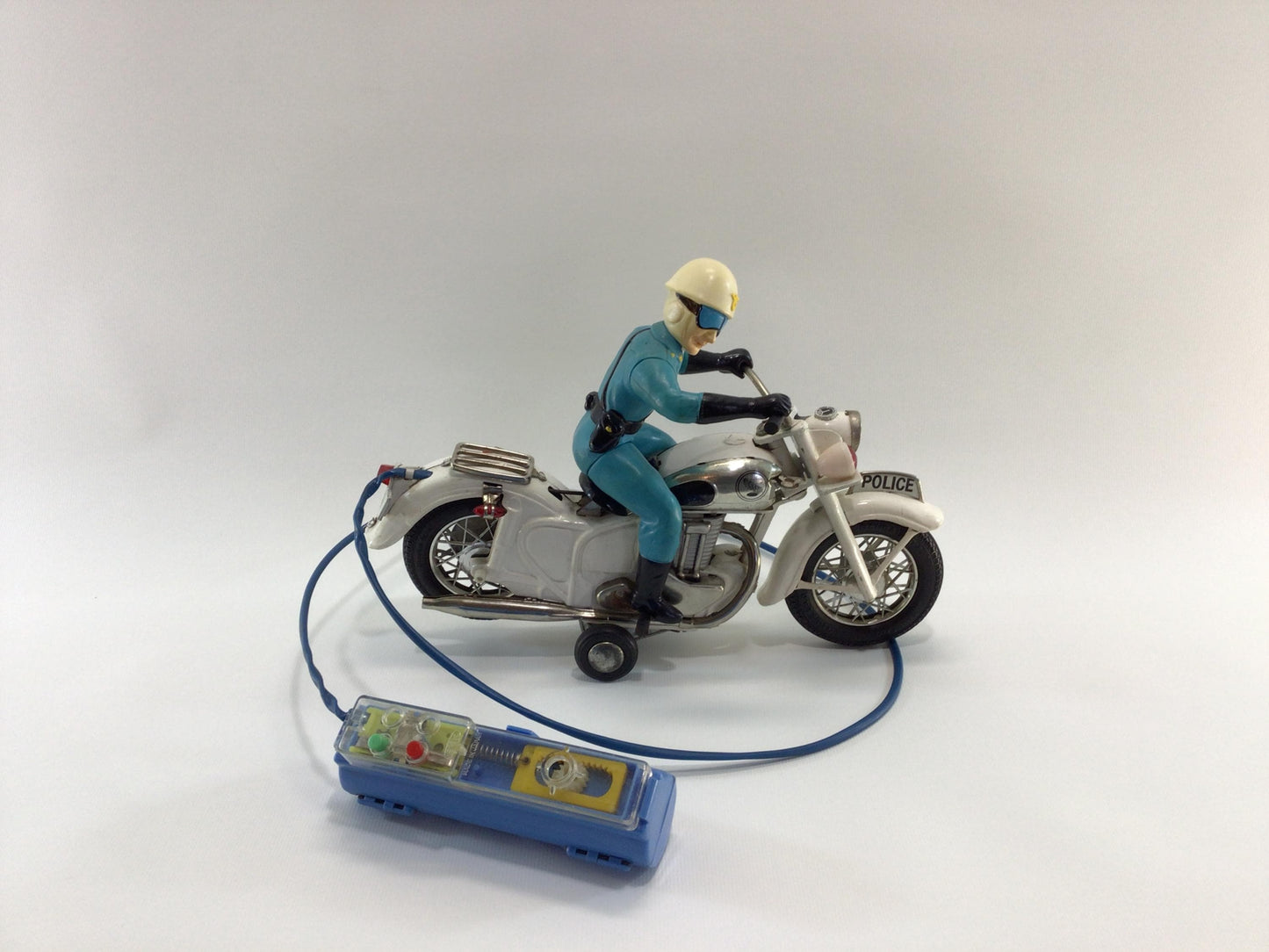 Bandai Remote Control Police Motorcycle Vintage  Made in Japan Tin Lithograph Battery Operated Toy
