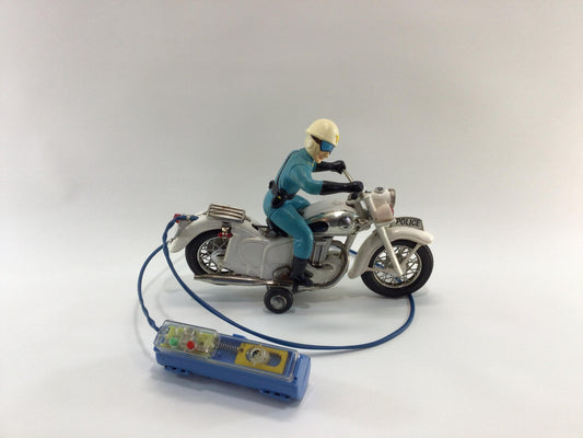 Bandai Remote Control Police Motorcycle Vintage  Made in Japan Tin Lithograph Battery Operated Toy