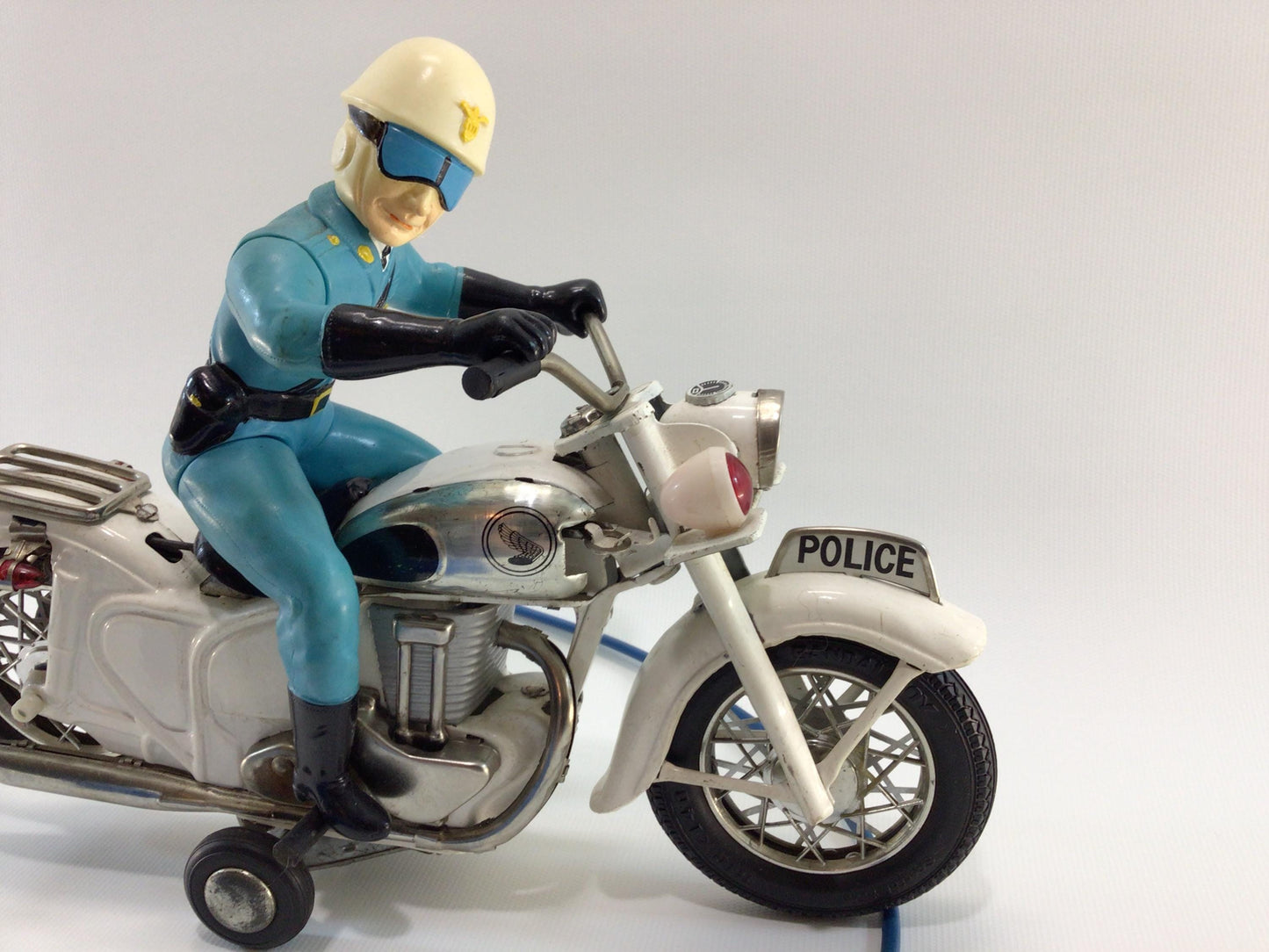 Bandai Remote Control Police Motorcycle Vintage  Made in Japan Tin Lithograph Battery Operated Toy