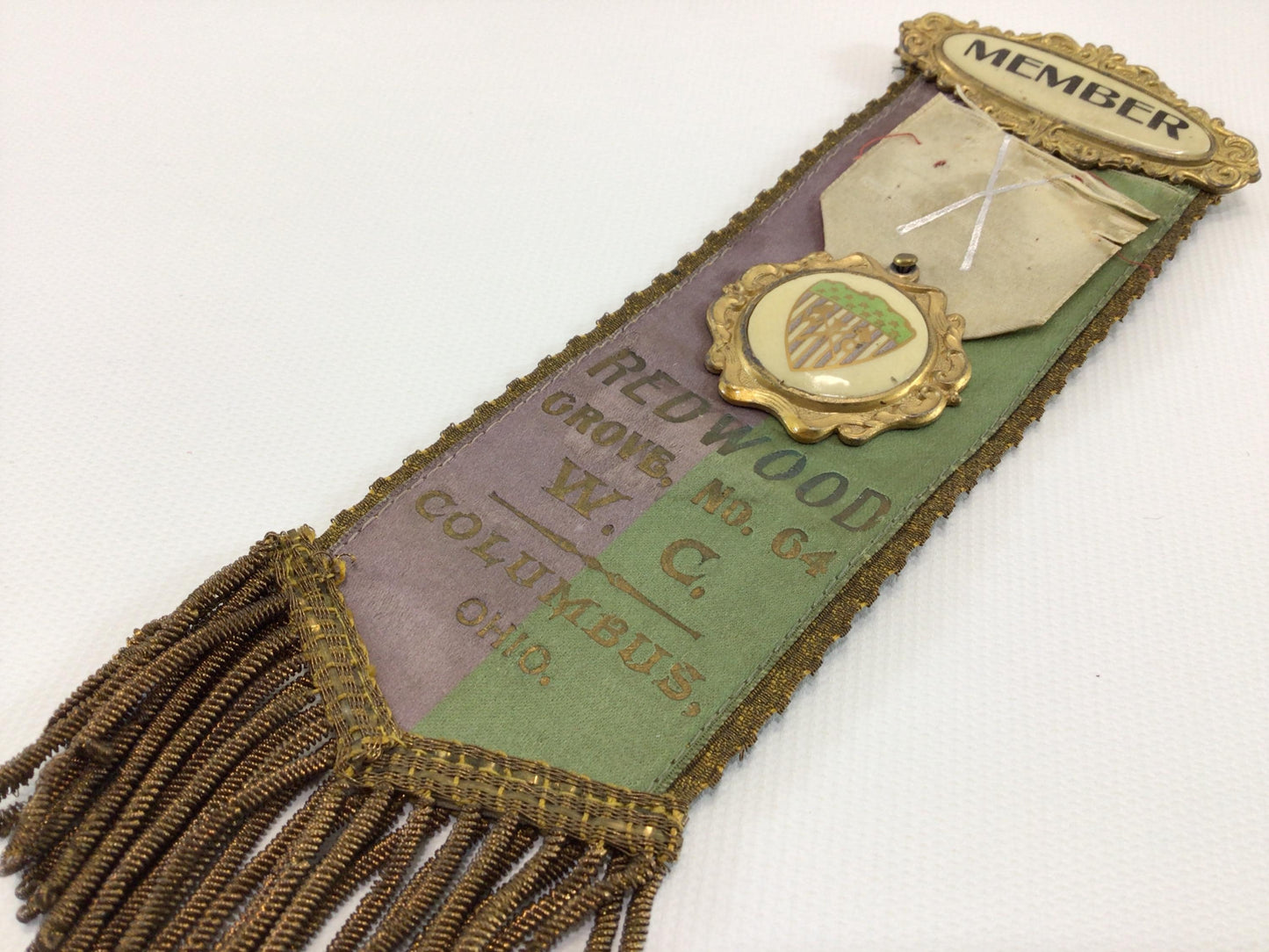 Antique Member Medallion Ribbon In Memoriam Woodmen Circle No 64 Columbus Ohio
