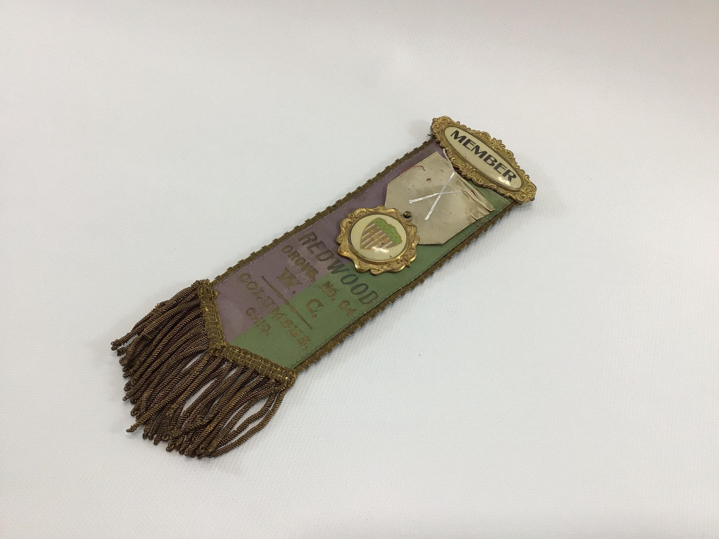 Antique Member Medallion Ribbon In Memoriam Woodmen Circle No 64 Columbus Ohio