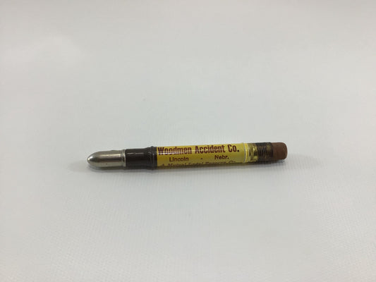 Vintage Advertising Yellow Bullet Pencil Woodmen Accident Company Lincoln Nebraska