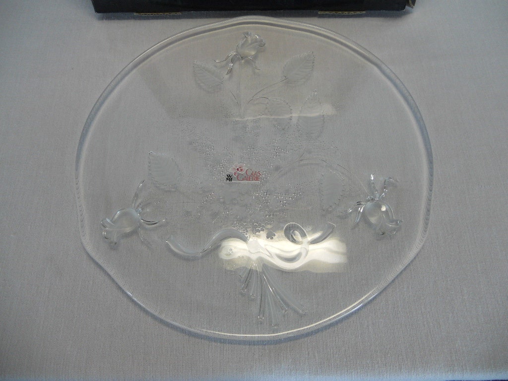 Cake Plate WMF Glas Galerie 12" Frosted Embossed Glass Kitchen Entertaining Home Decor