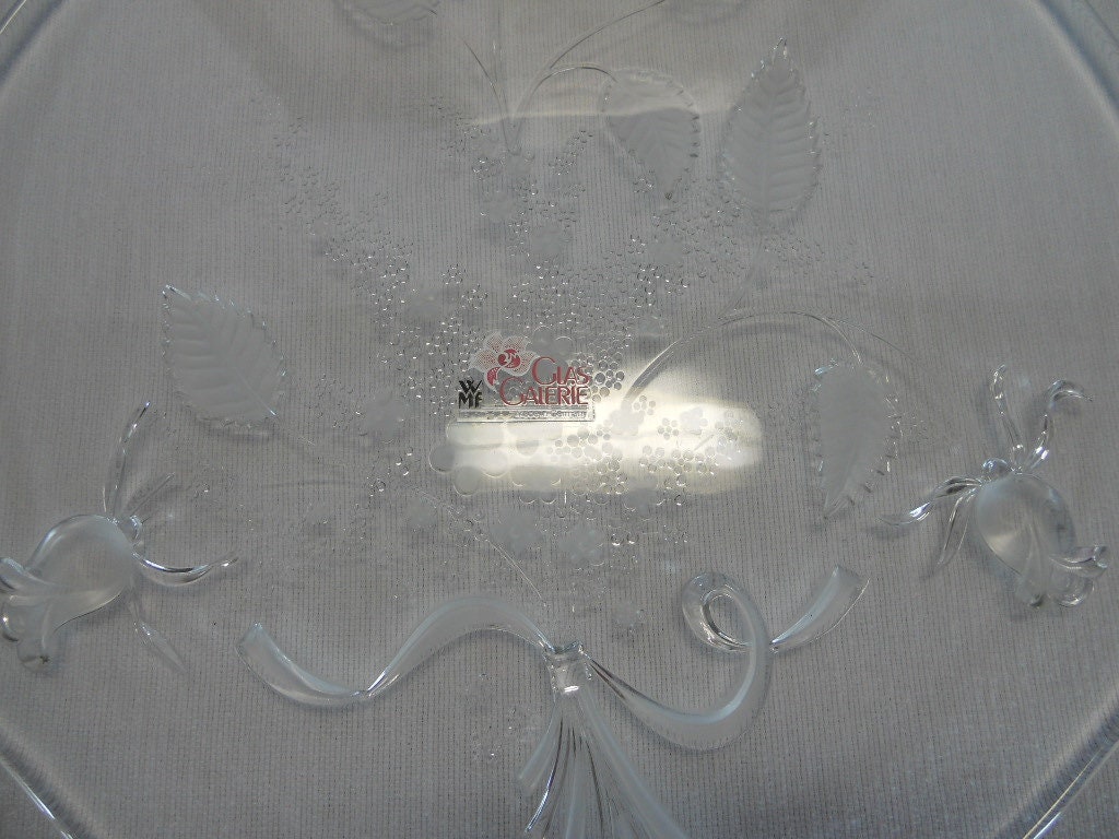 Cake Plate WMF Glas Galerie 12" Frosted Embossed Glass Kitchen Entertaining Home Decor