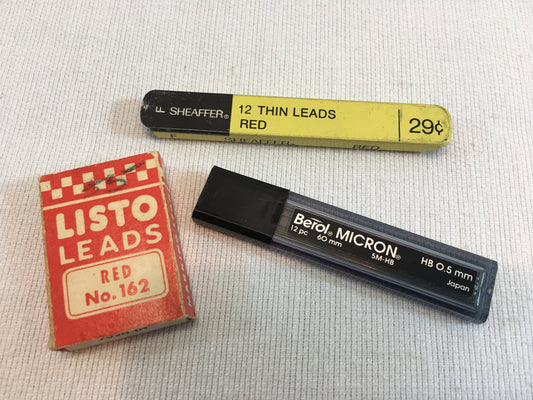 Mechanical Pencil Leads Red Listo Berol MICRON HB ).5  F Sheaffer Thin Red
