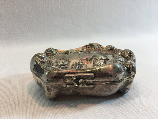 Art Nouveau Jewelry Casket Footed Forbs Silver Company Floral Design Dresser Trinket Box Quadruple Plate