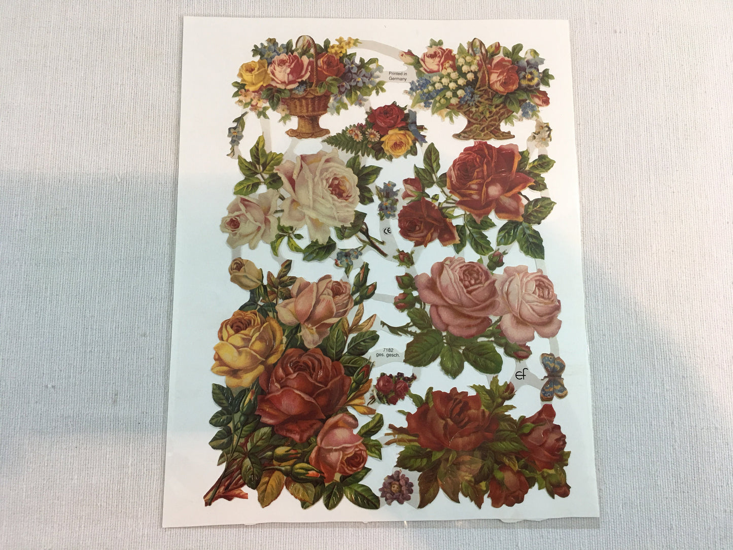 Modern Gesch German Scrap 2 Embossed Sheets, Roses 7182 and Angels 7179