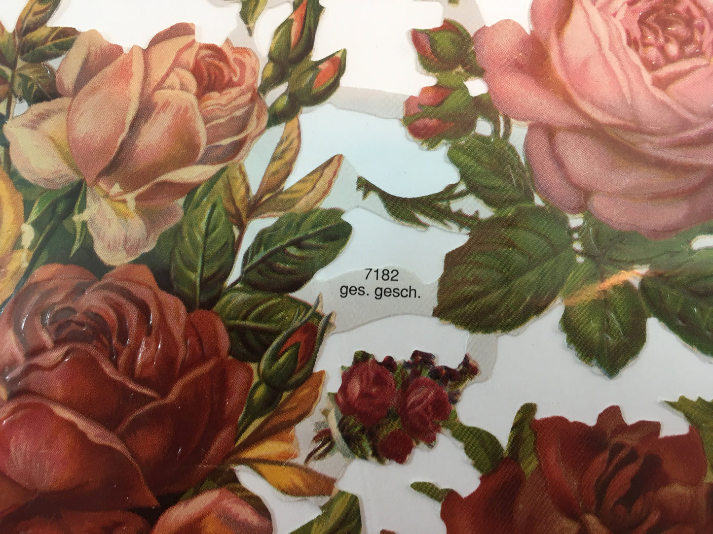 Modern Gesch German Scrap 2 Embossed Sheets, Roses 7182 and Angels 7179