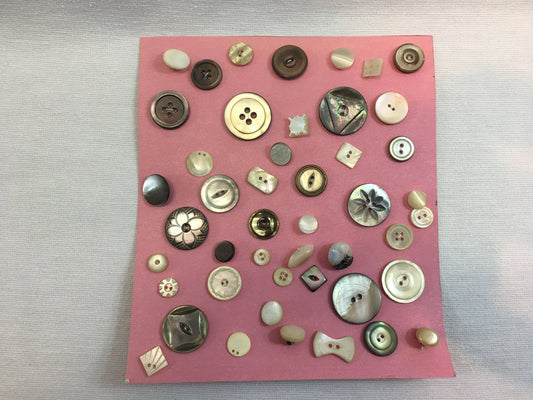 Button Collection Card Antique Vintage Variety of MOP Mother of Pearl