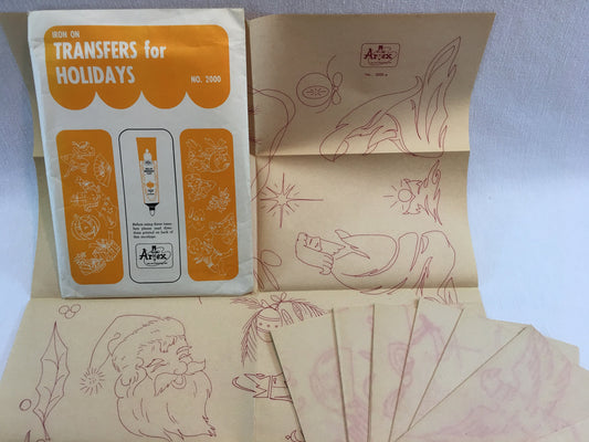 Vintage Artex Hot Iron Transfer Patterns for Textile Painting, Holiday No. 2000