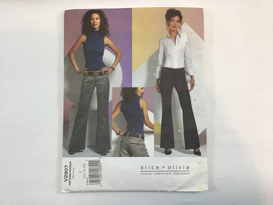 Vintage Vogue Sewing Pattern No. V2907, Alice and Olivia Retro Mod Pants, Size 10 12 14