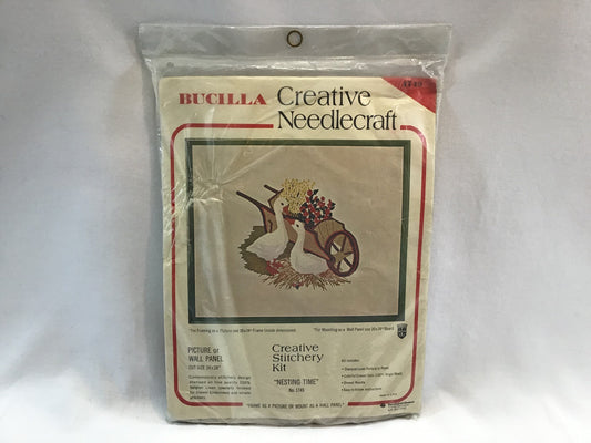 Bucilla Nesting Time Belgium Linen Embroidery Kit No. 1749 from the 1980's