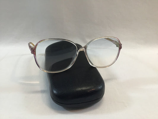 Vintage Women's Eyeglasses Translucent Pink Silhouette Frame Retro 80's Eyewear