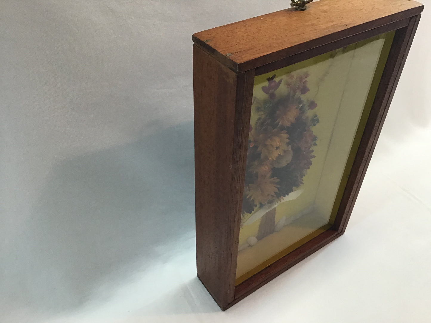 Vintage Framed Dried Flowers in 10" x 7" Hardwood Shadow Box