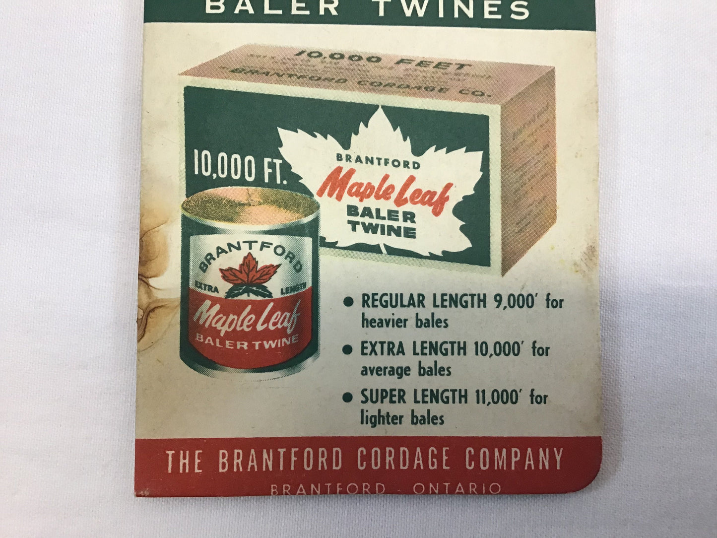 Pocket Note Booklet Vintage Ephemera 1967 Brantford Maple Leaf Baler Twines