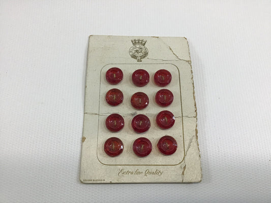 Vintage Plus Ultra Buttons on Card Sewing Notions Red Czech Glass