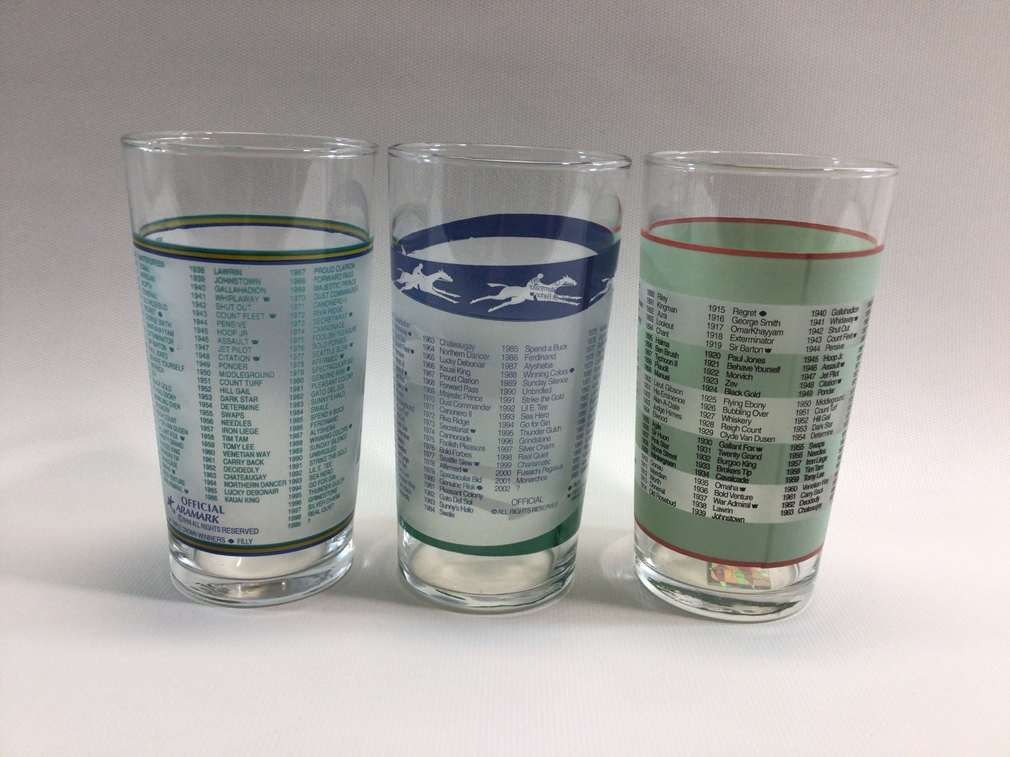 Kentucky Derby Mint Julep Tumbler Glasses 1999, 2002 and 2004