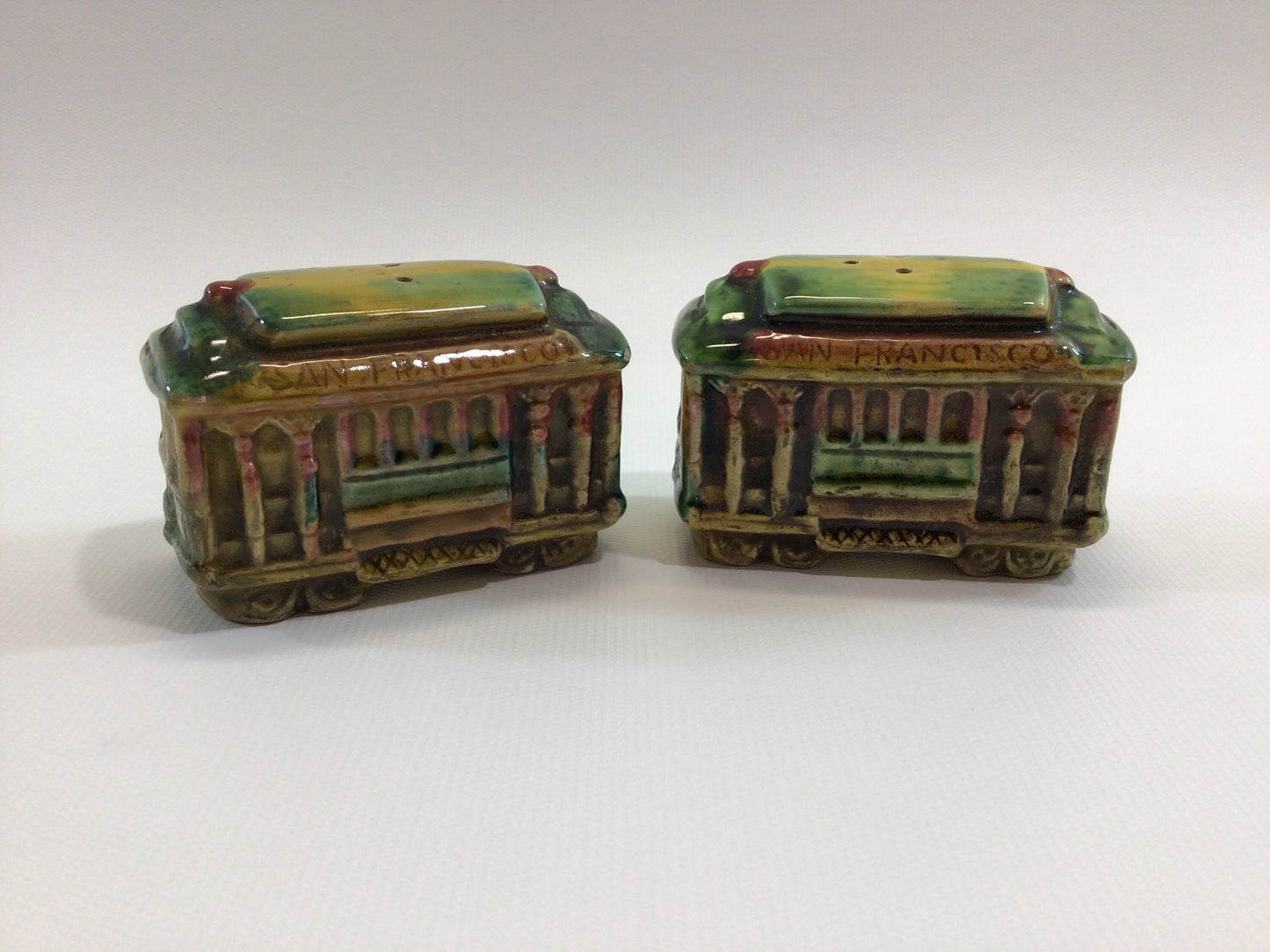 San Francisco Trolley Salt & Pepper Shaker Set Vintage Mid Century E.F. Clements Company