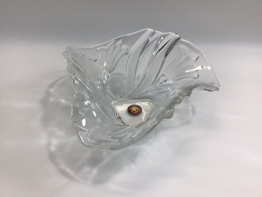 Crystal Candy Dish Waltherglas Germany Clear Floral Pattern