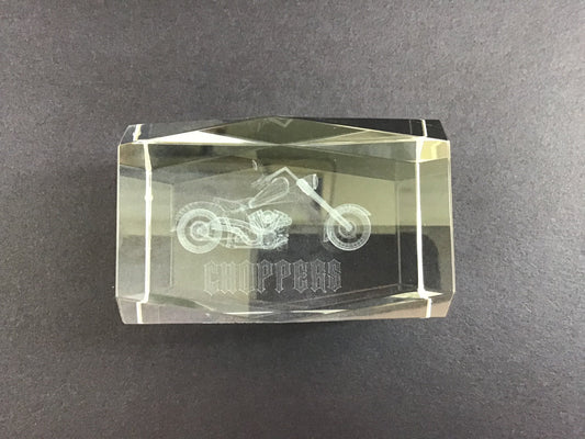 Choppers Faceted Glass Paperweight Vintage Home Office Desk Decor