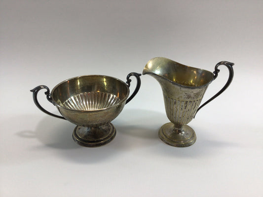 Evans x10 Nickel Silver Plate Sugar and Creamer Shabby Chic Cottagecore Home Decor