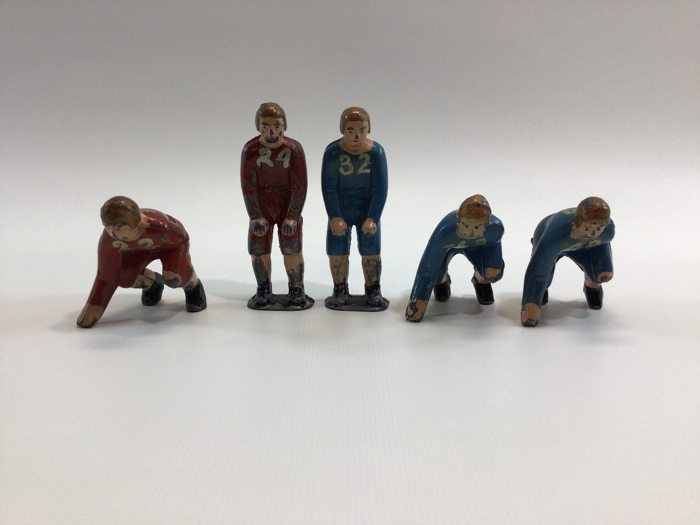 1930s Toy Football Player Action Figures Sheila Toys Lead Cast Linemen and Backs