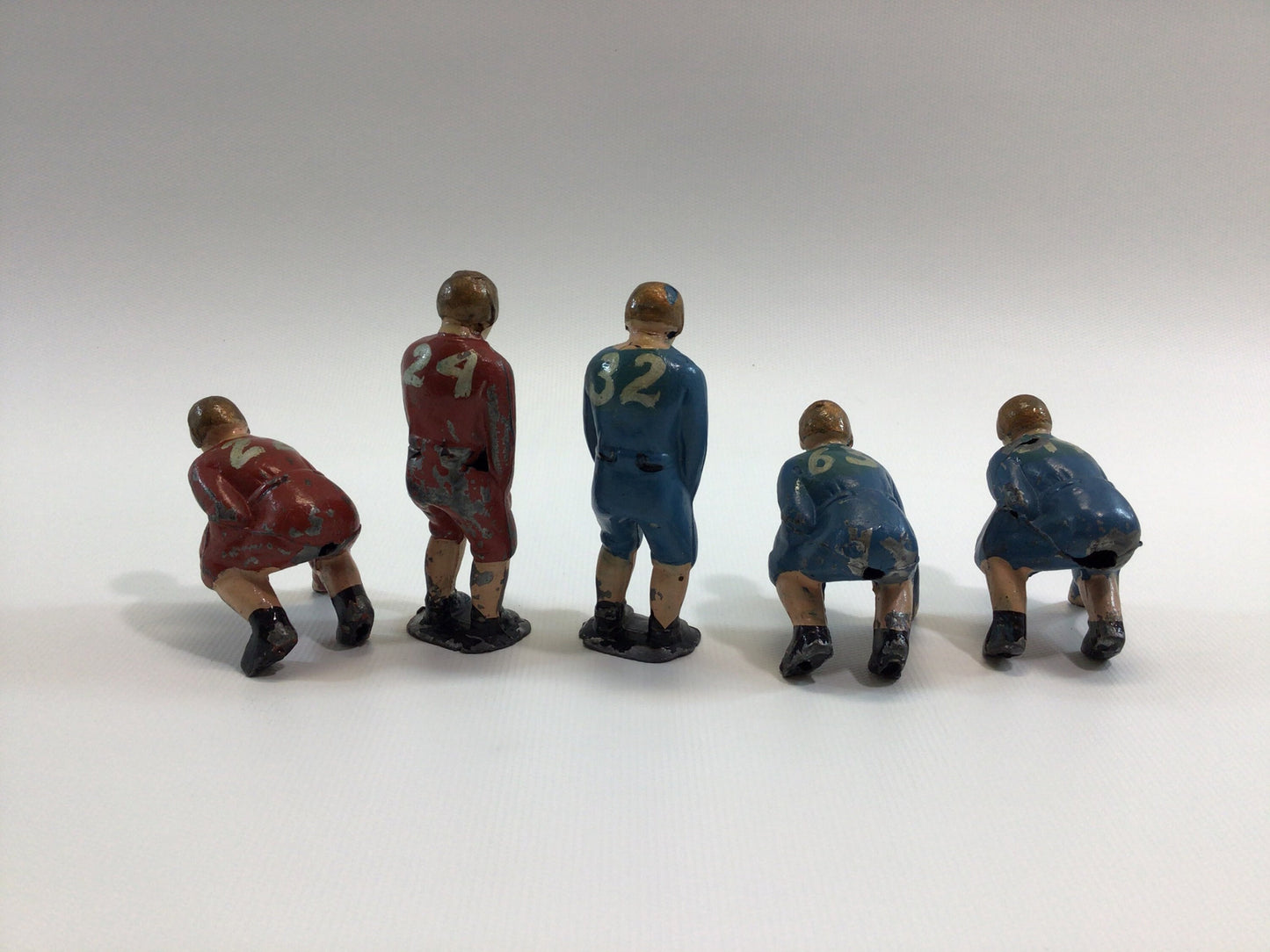 1930s Toy Football Player Action Figures Sheila Toys Lead Cast Linemen and Backs