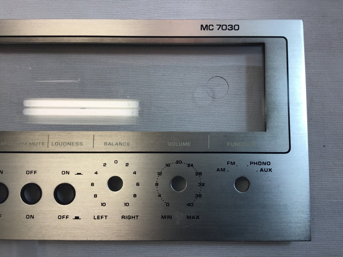 Zenith Stereo Receiver MC 7030 Faceplate Vintage Replacement Parts