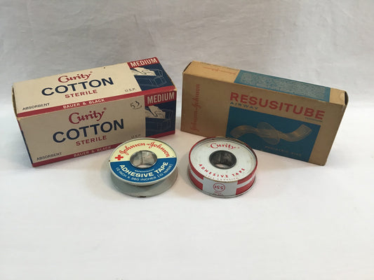 Vintage First Aid Curity Johnson & Johnson Lot General Store Advertising