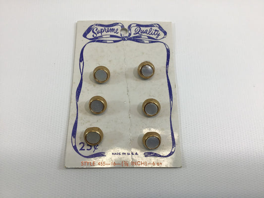 Vintage Supreme Quality Buttons on Card Mother of Pearl and Gold Tone