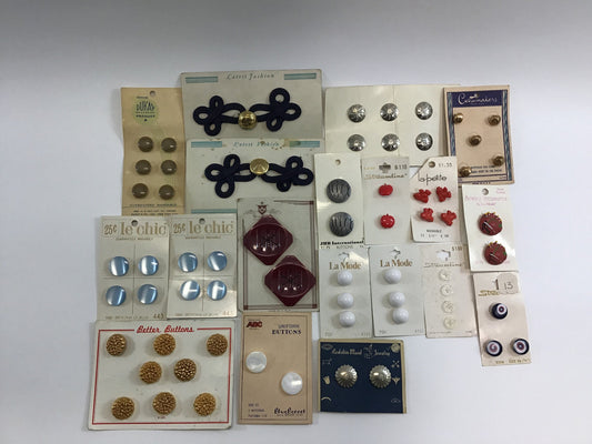 Vintage Buttons on Cards Lot of Various Types and Sizes