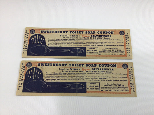 Sweetheart Toilet Soap Box Top Coupons for Rogers Silverware Vintage Ephemera