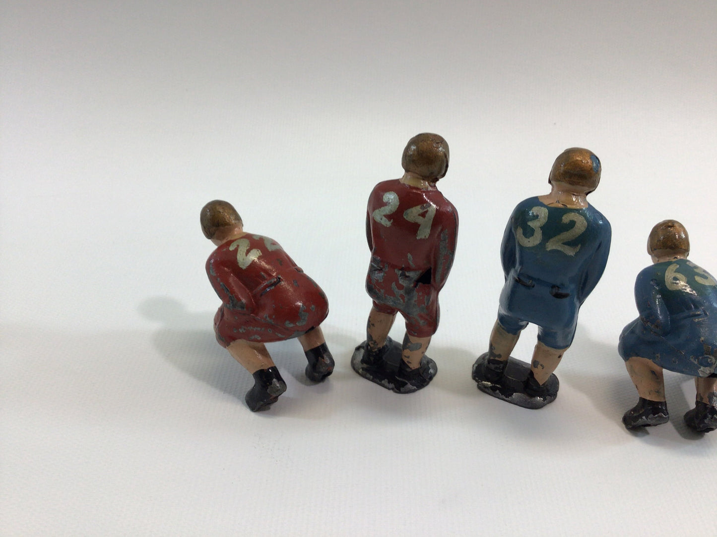 1930s Toy Football Player Action Figures Sheila Toys Lead Cast Linemen and Backs