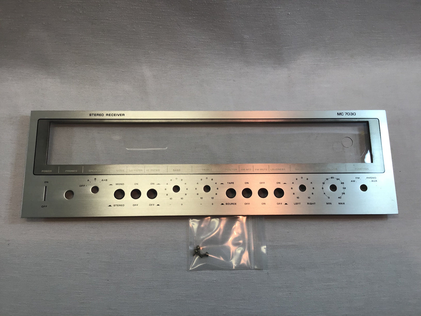 Zenith Stereo Receiver MC 7030 Faceplate Vintage Replacement Parts