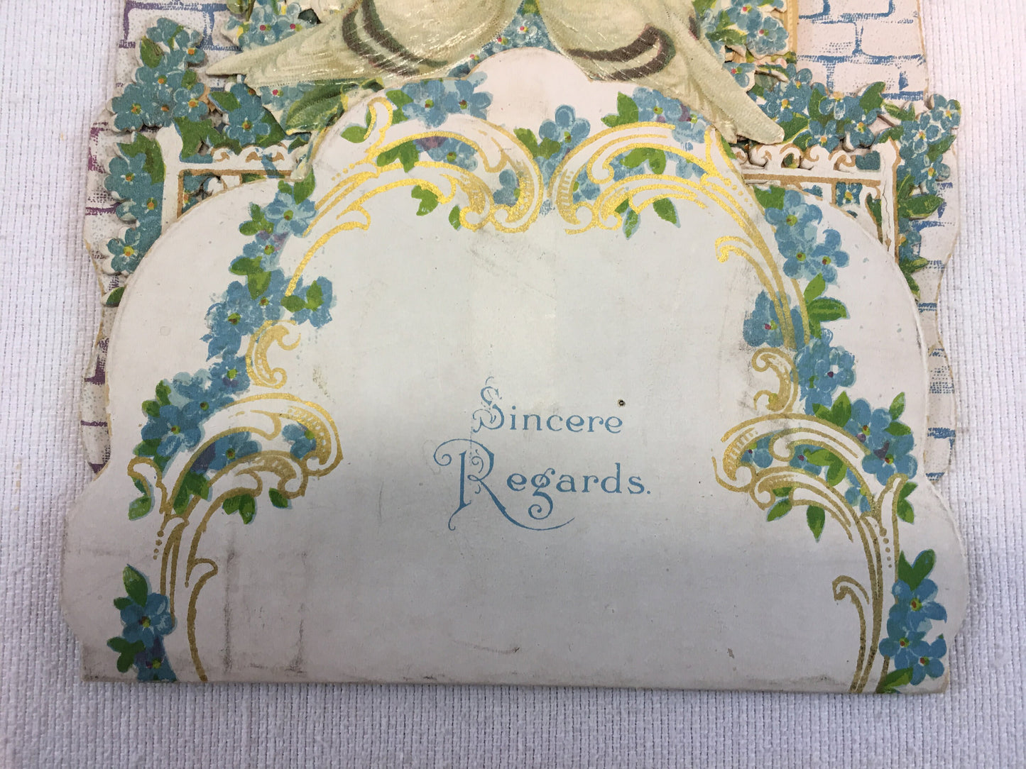 Victorian Greeting Card Embossed Honeycomb Fold Out Sincere Regards Antique Ephemera