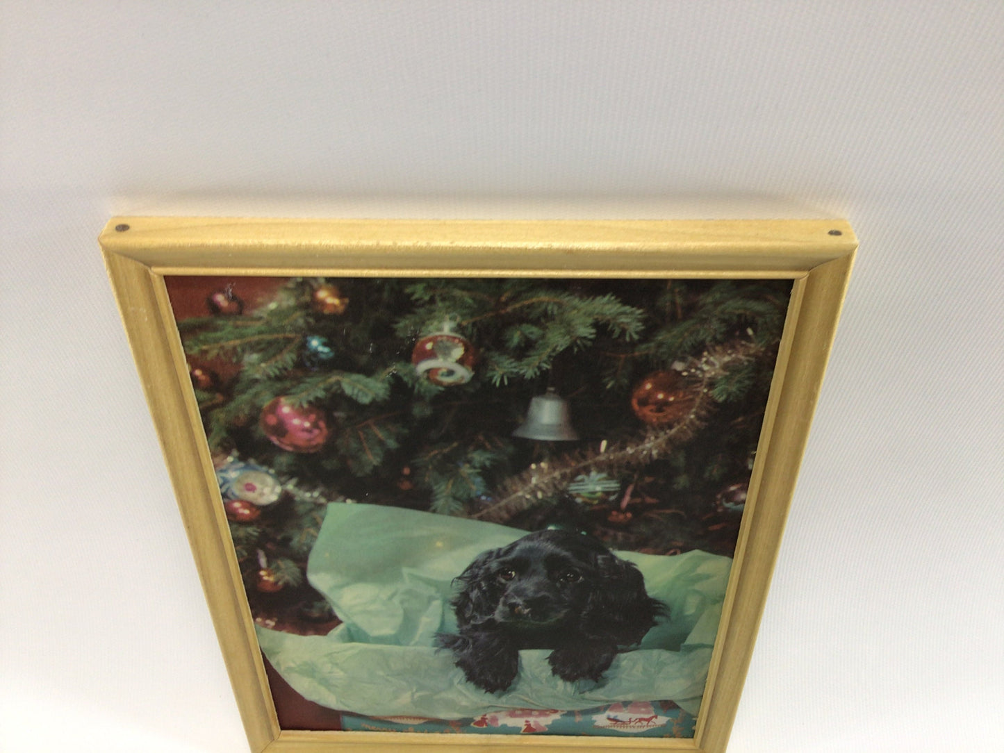 Christmas Gift Spaniel Puppy Painting Vintage 1950's Kitschy Craft Toy Frame Kit