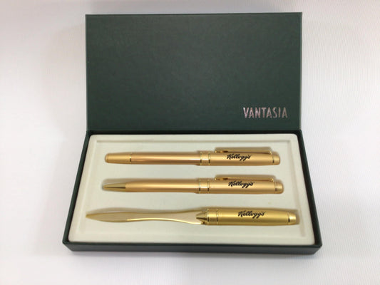 Pen & Letter Opener Set Vantasia Gold Tone Vintage Kellogg's Advertising Collectible