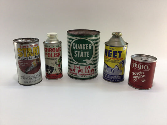 Advertising Petroliana Tin Can Lot Vintage Automobile Related Garage Ephemera