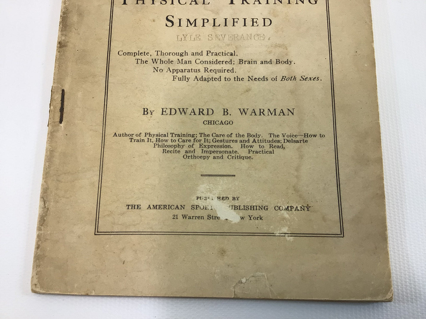 Physical Training Simplified Warman Spalding Library No 142 Vintage Rare Book