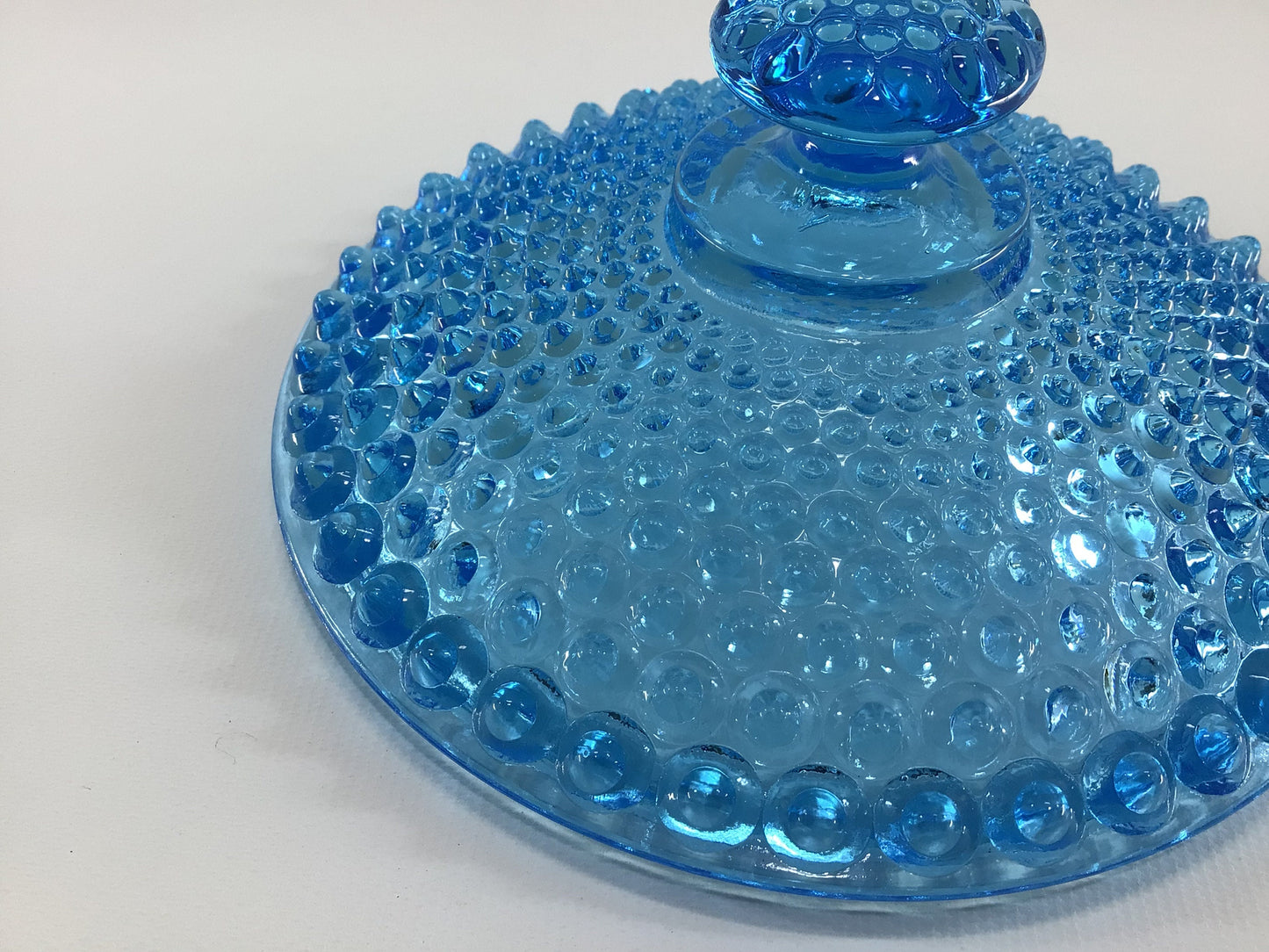 Butter Dish Lid 6" Blue Double-Eye Hobnail Vintage Replacement Part