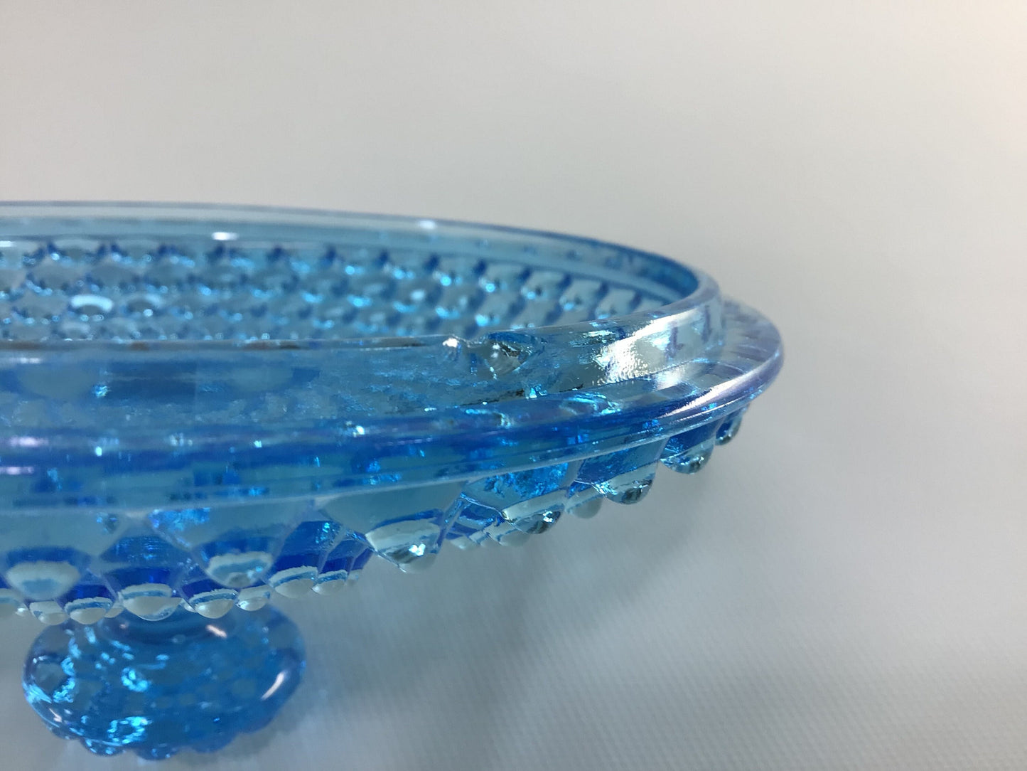 Butter Dish Lid 6" Blue Double-Eye Hobnail Vintage Replacement Part