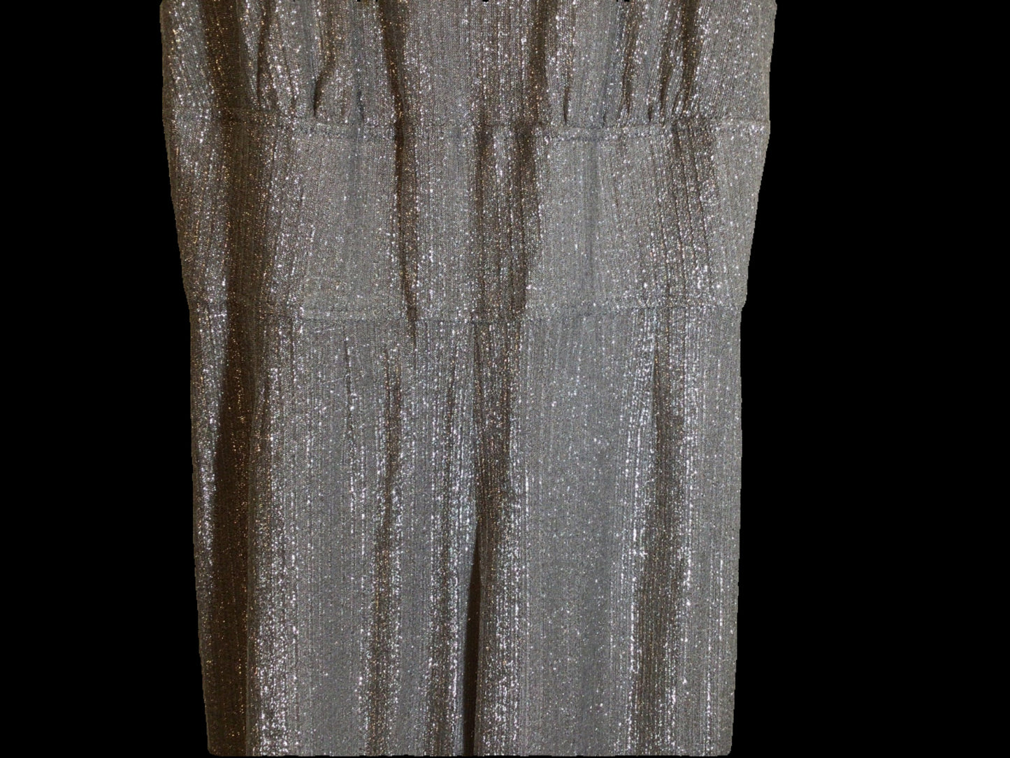 1980s Disco Jumpsuit Metallic Silver Shimmer Bell Bottom Sleeveless Fire House Size Med